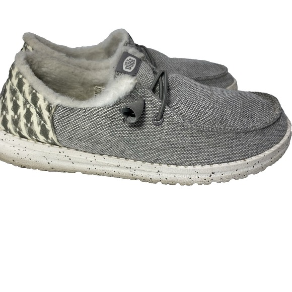Hey Dude Shoes - Hey Dude Wendy Funk Wool Light Grey Slip On Shoe Women's Size 9W